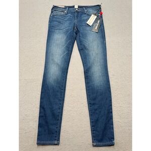 NEW True Religion Jeans Women's 26 Blue Denim Low Rise Casey Super Skinny Slim